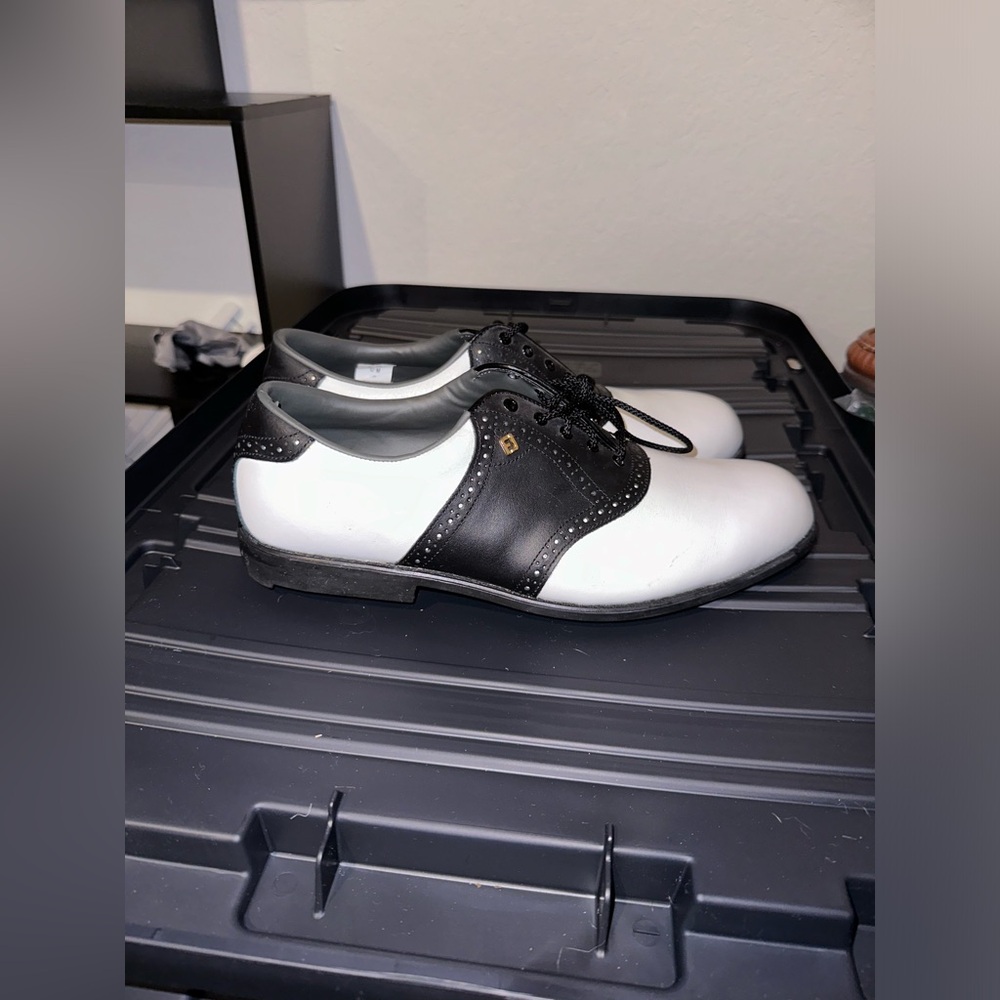 Vintage FootJoy Oxford Lace Up Golf Shoes, Black White Mens 12M - Picture 4 of 14